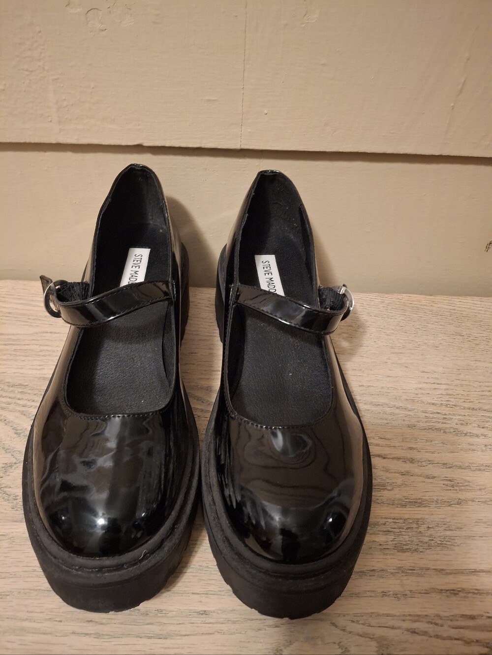 Steve Madden Black Patent Mary Jane Platform Size 10